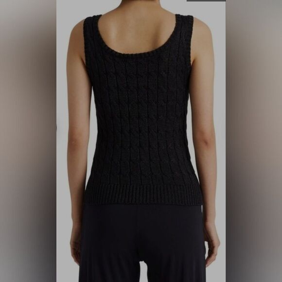 Lauren Ralph Lauren  Black labe Metallic Cable-Knit Sleeveless Sweater size M - Picture 2 of 10
